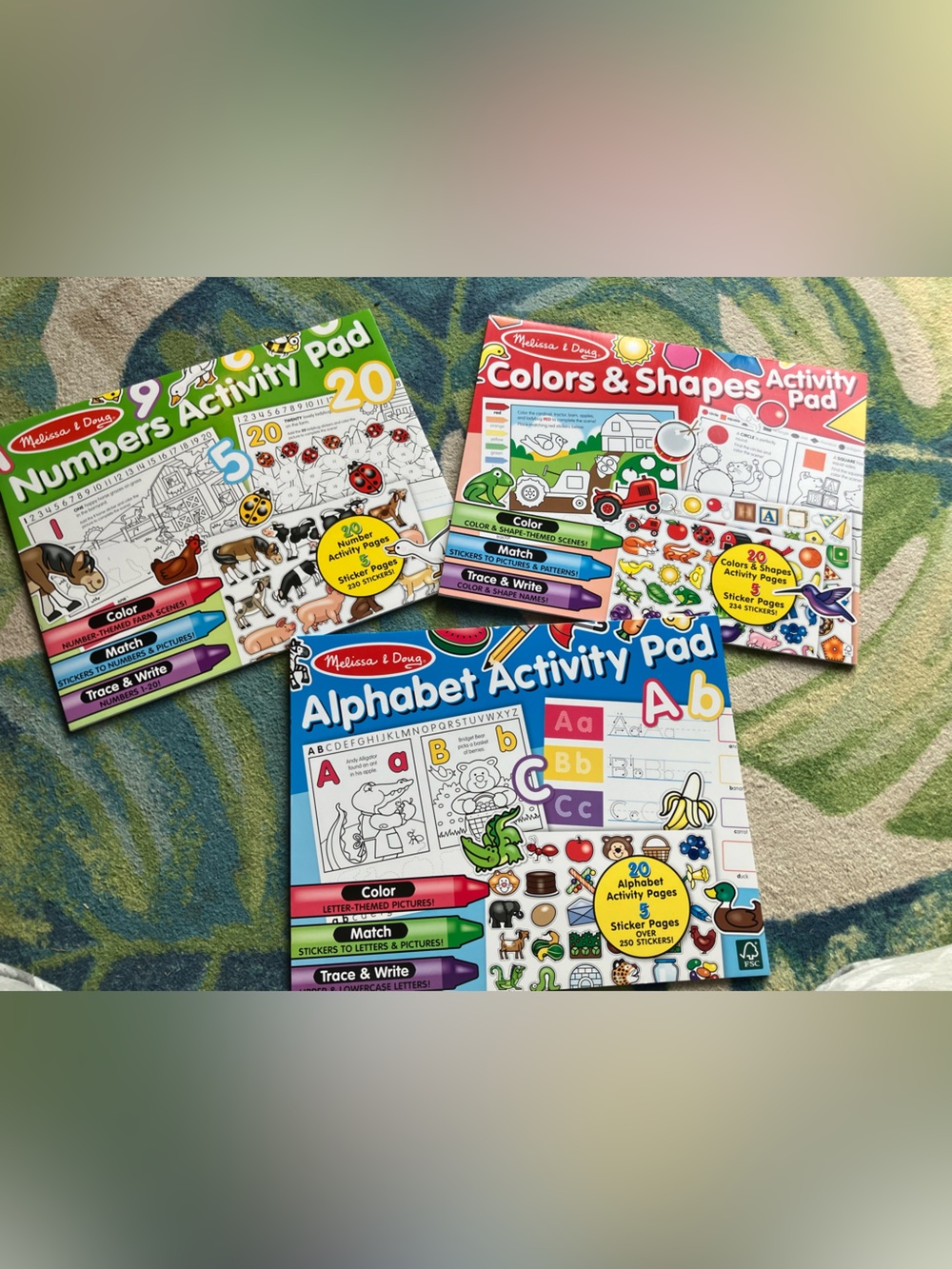 Melissa & Doug Multicolor Alphabet, Numbers & Colors Activity Pads Set